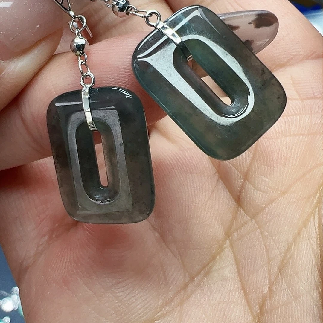 翡翠耳饰18K金镶嵌天然缅甸A货翡翠