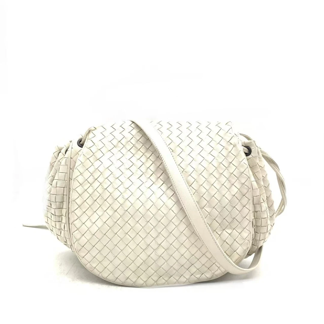 95新 BOTTEGA VENETA/葆蝶家 【安则专属】白色编织邮差包