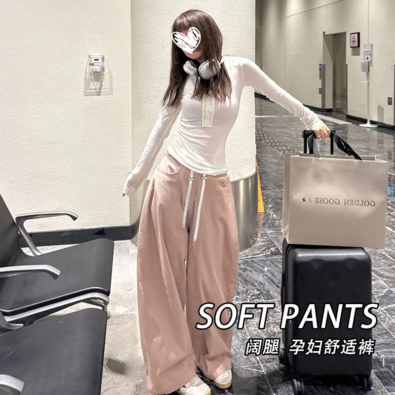 孕妇裤子2025春秋新款时尚休闲小个子长裤宽松百搭孕妇牛仔阔腿裤