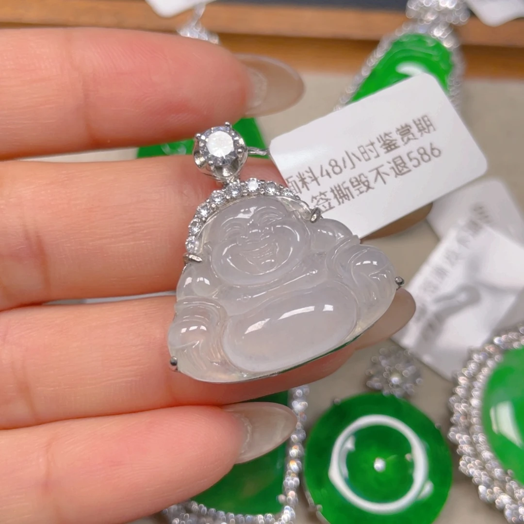 颈饰银S925镶嵌翡翠