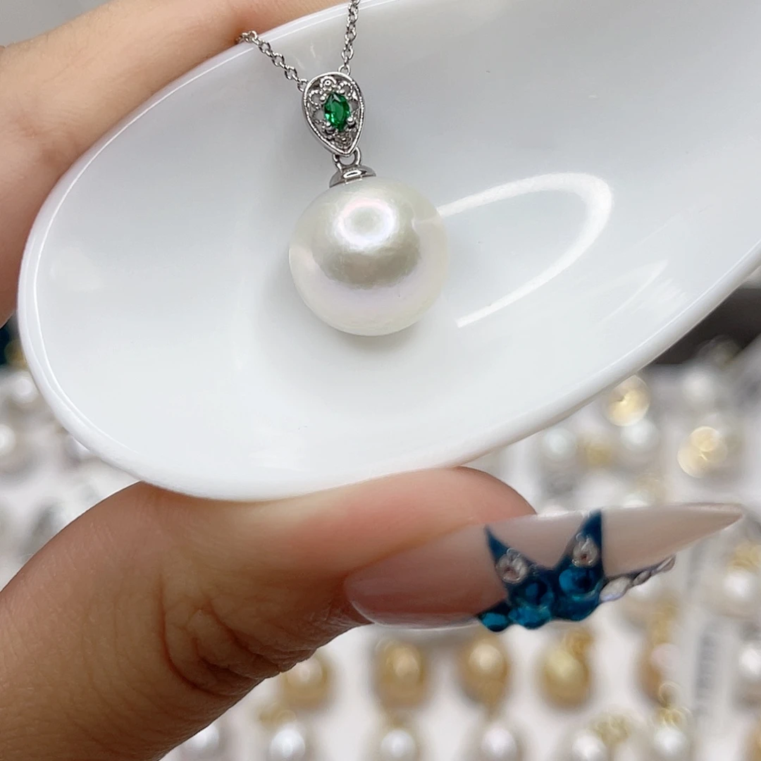 淡水珍珠银S925镶嵌吊坠(不含链)