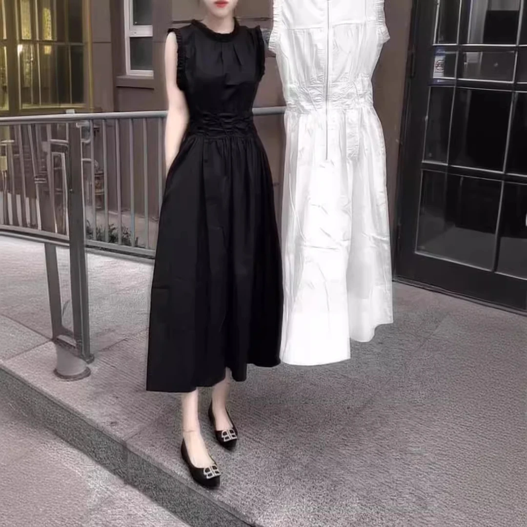 新款洋气减龄无袖长款连衣裙收腰女装