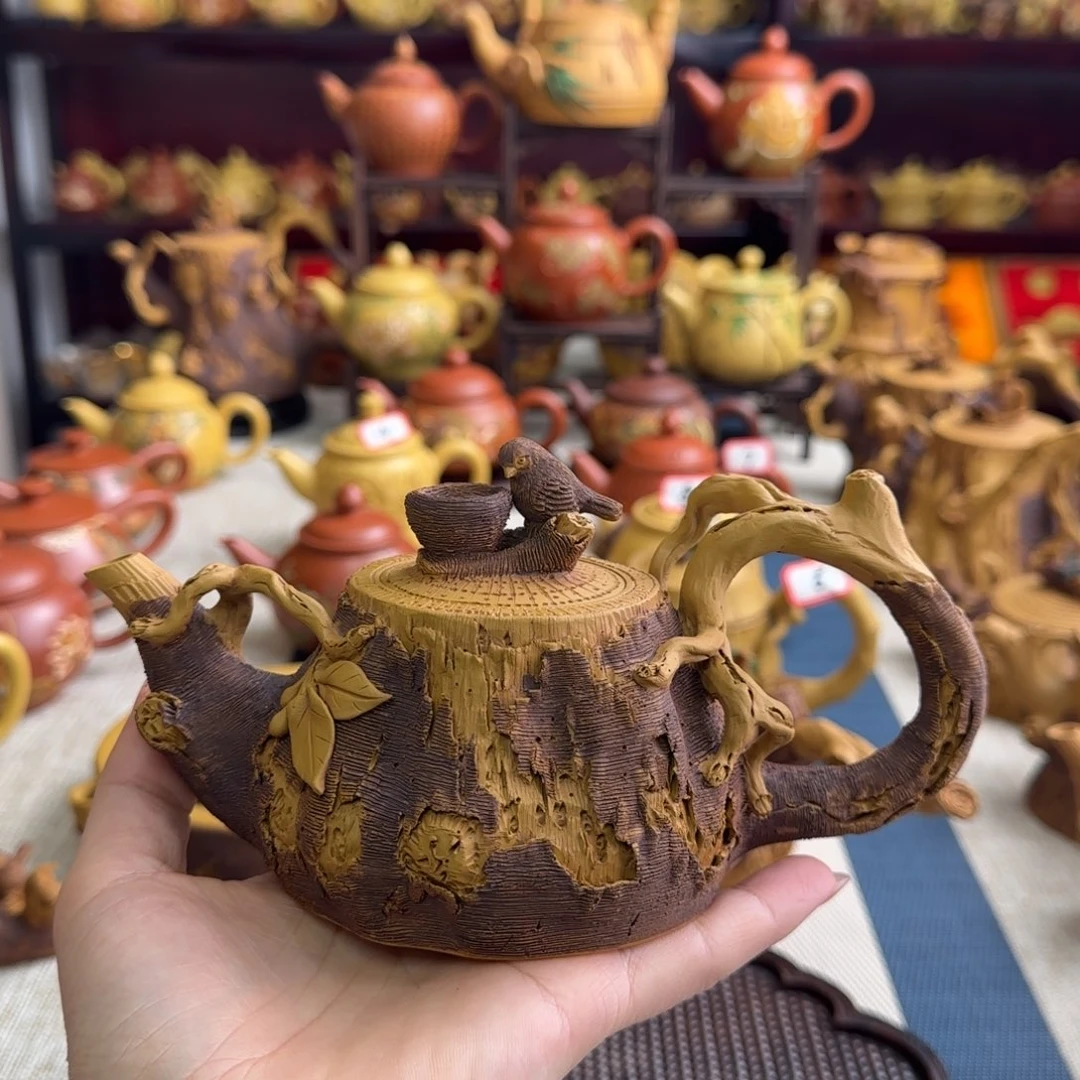 茶壶段泥树桩喜鹊