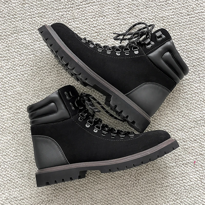 2024秋冬经典黑色马丁靴骑士靴英伦风百搭中邦真皮系带男士复古靴