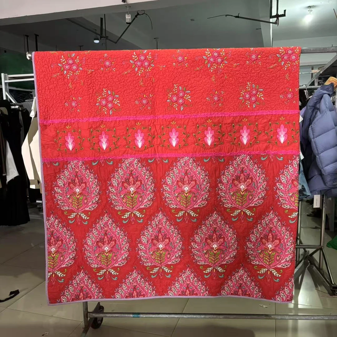 绗缝柔软棉质床盖绣花家用夏凉被5592