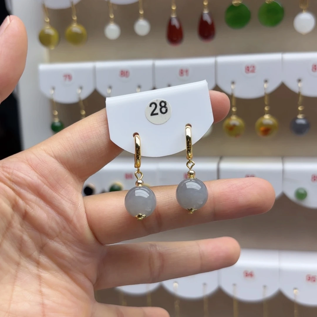 银S925镶嵌和田玉耳饰