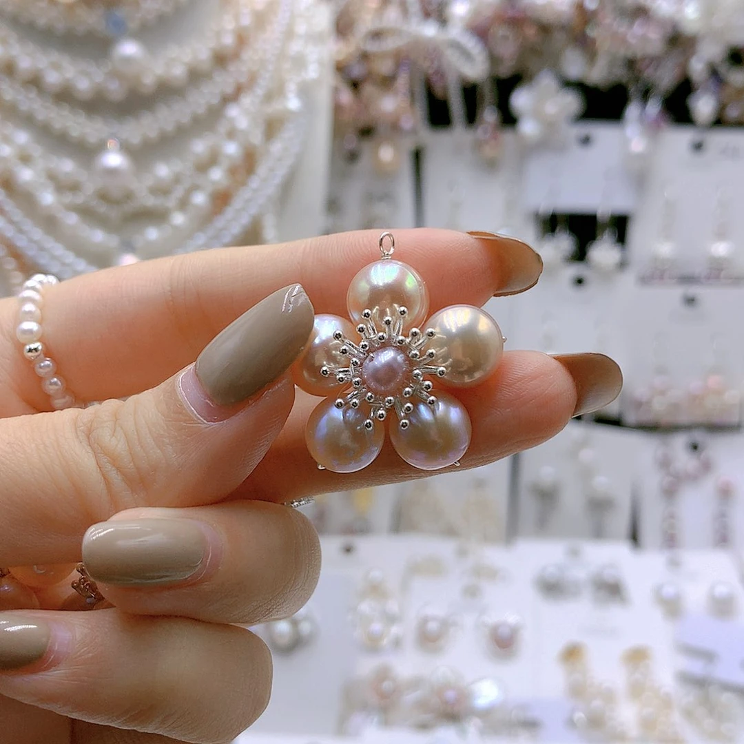 颈饰银S925镶嵌淡水珍珠F****