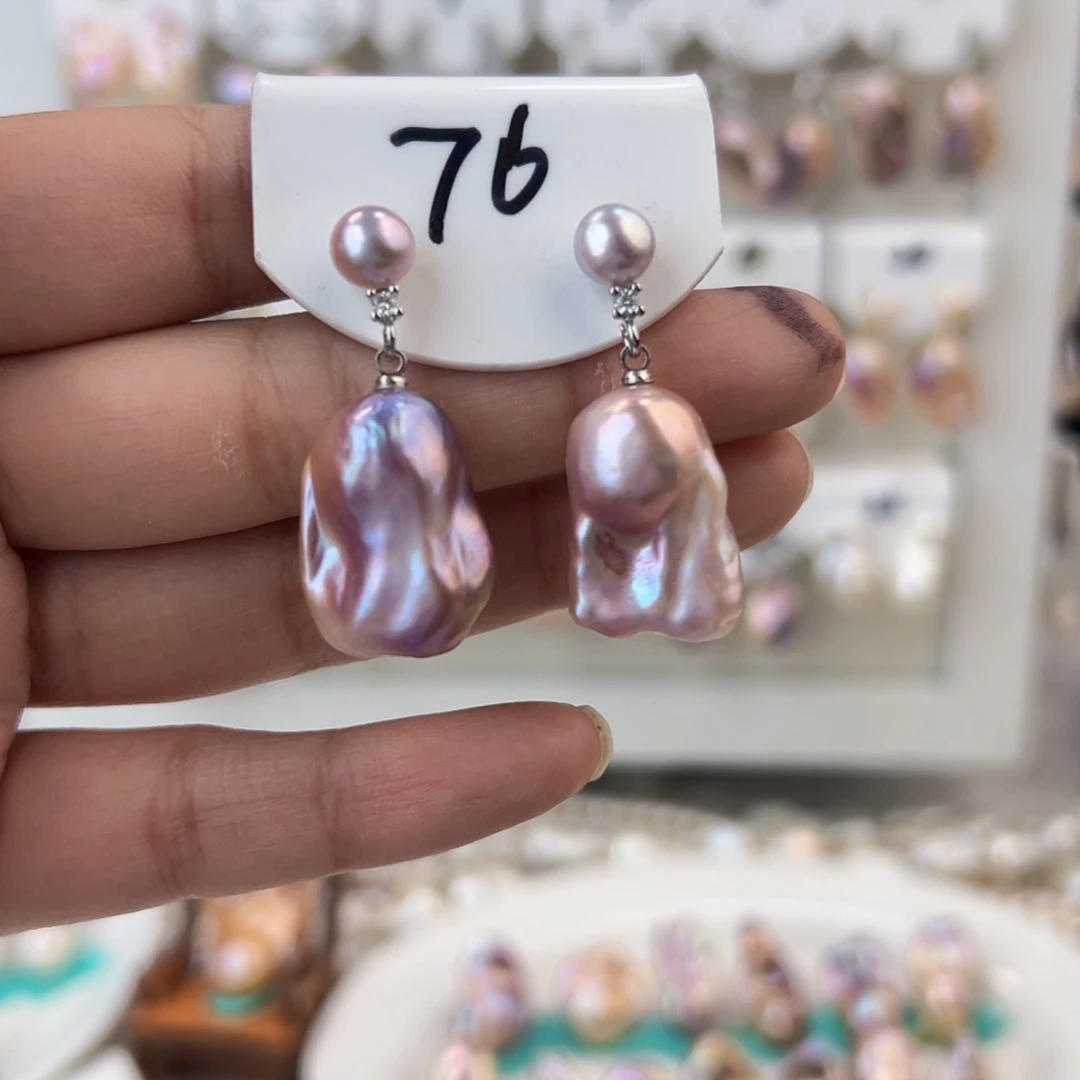 淡水珍珠耳饰银S925镶嵌R***n