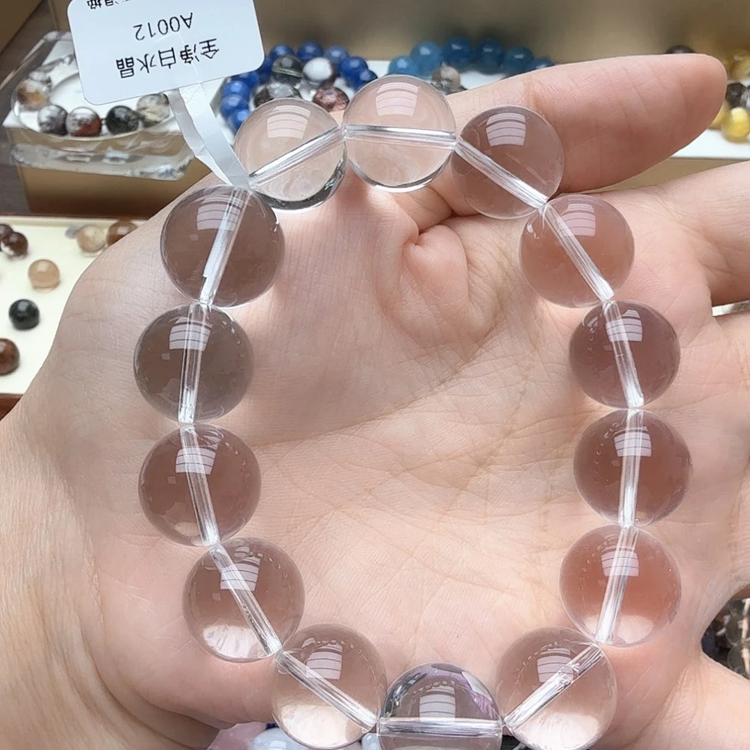 天然辰砂全净体的白水晶16mm