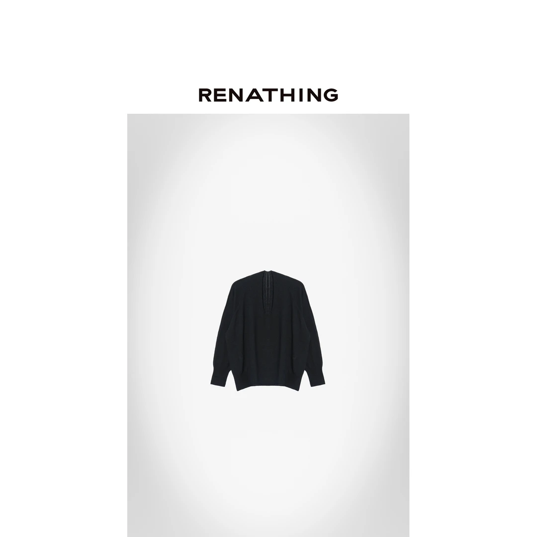 【RENATHING】无缝薄款V领针织衫