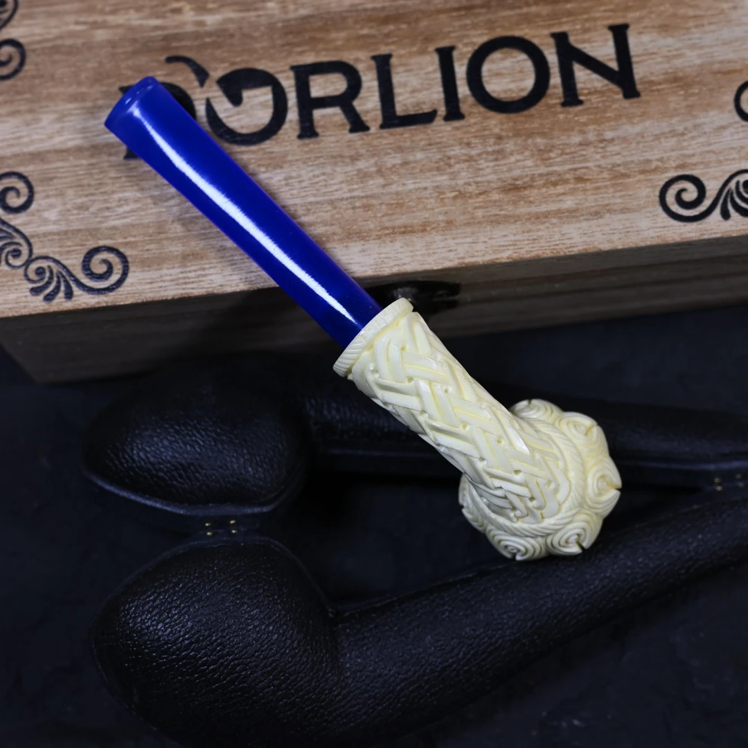 土耳其海泡石天然原石满雕藤曼纹理烟斗H.EGE大师