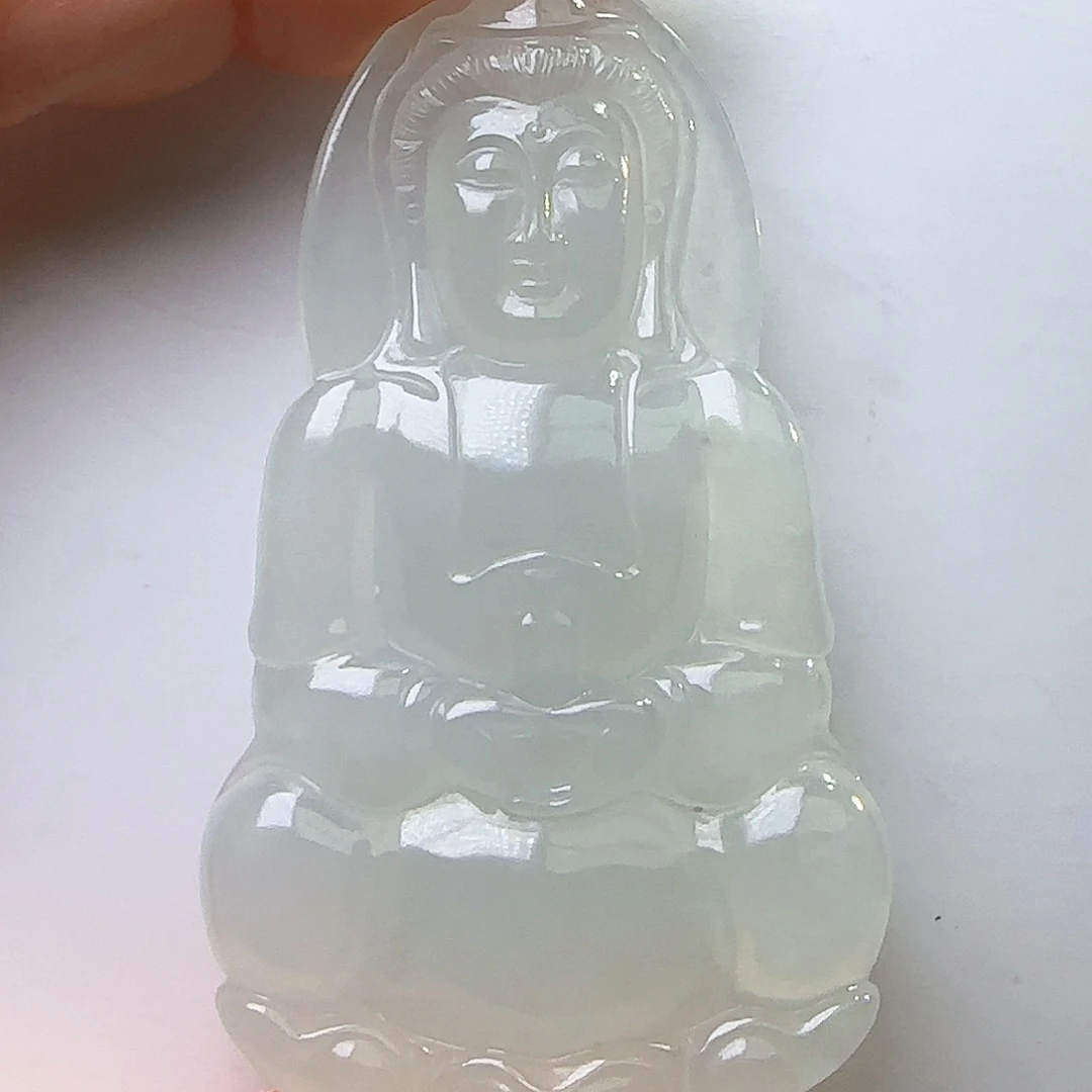 翡翠裸石天然缅料A货 观音吊坠
