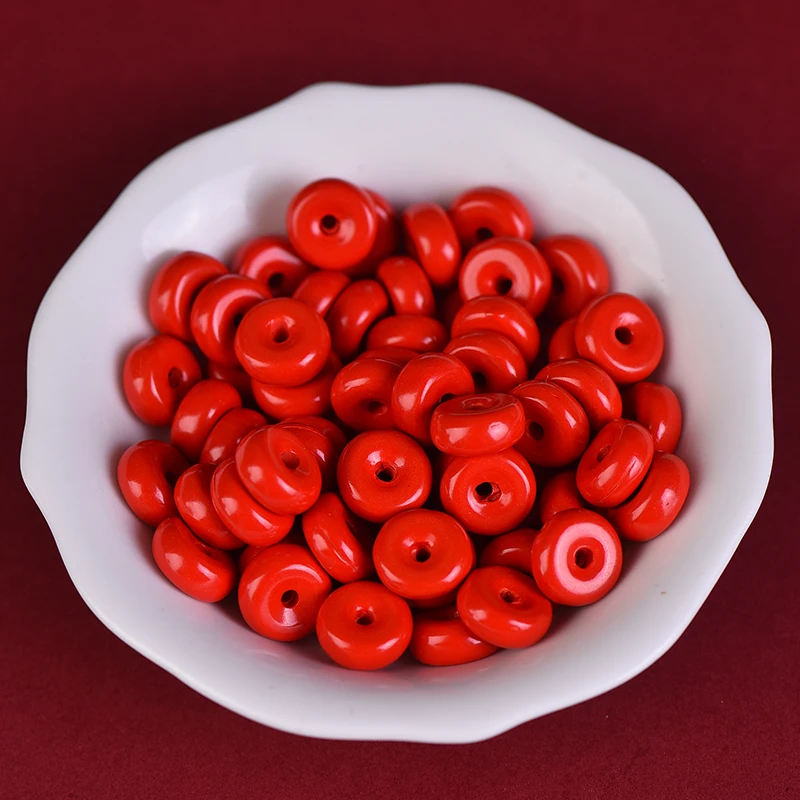 含辰砂工艺品D120红朱砂光面平安扣跑环 DIY手工编绳星月菩提文玩