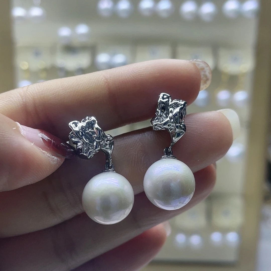 淡水珍珠耳饰银S925镶嵌