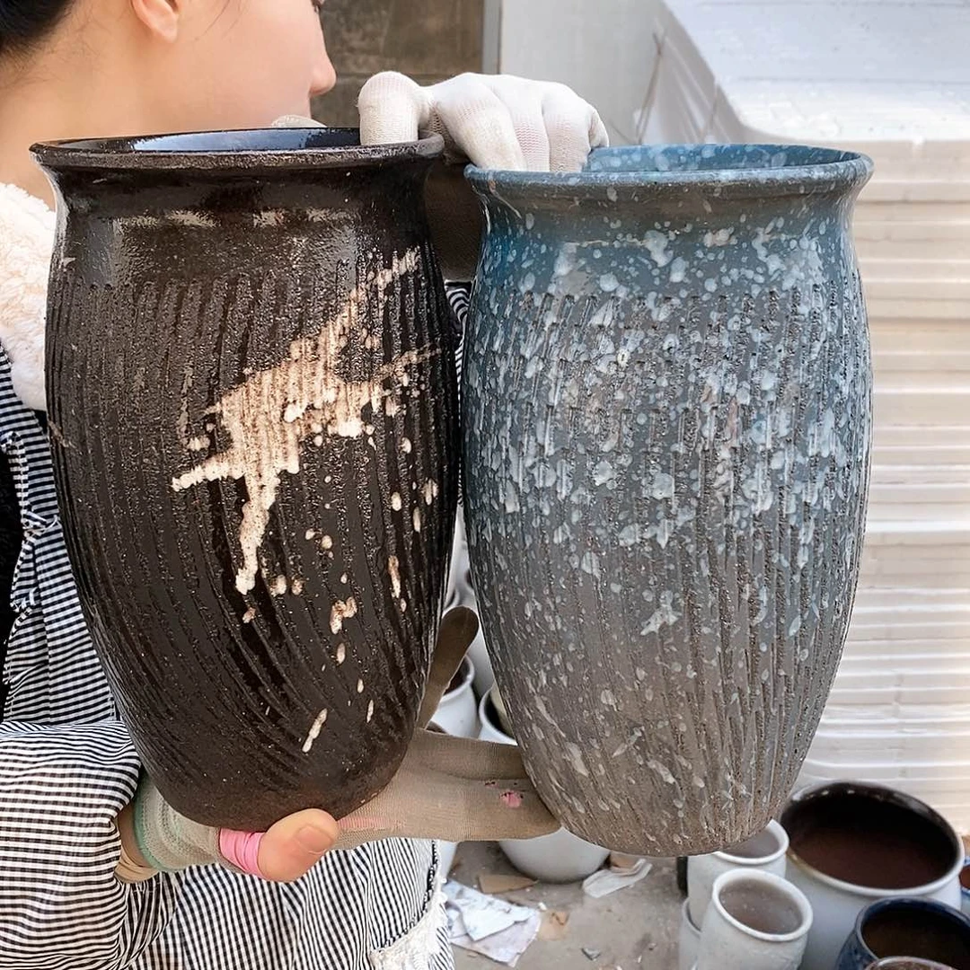 红泥花盆瑕疵口15高25