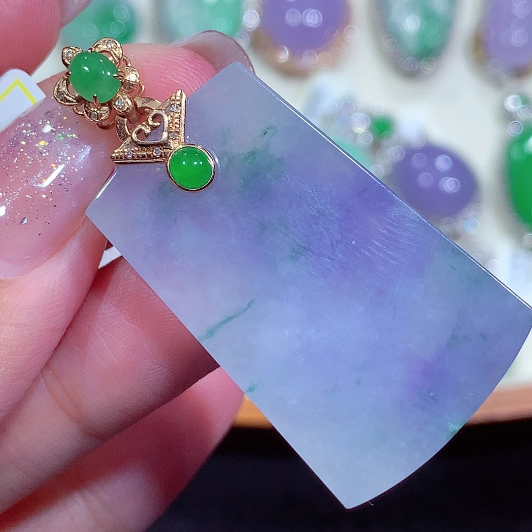 翡翠18K金镶嵌吊坠(不含链)