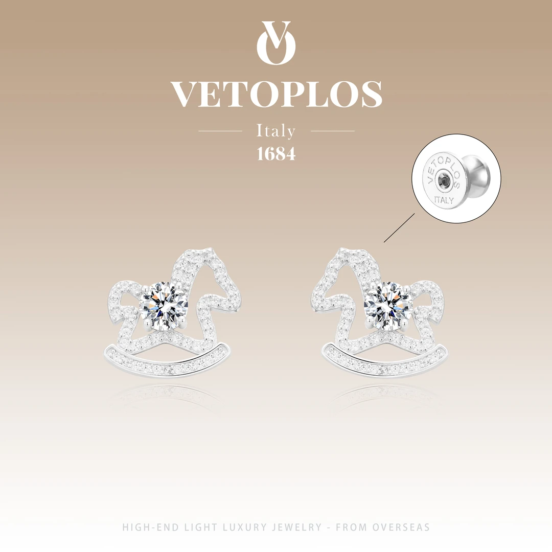 925银莫桑石【飞马星愿】Vetoplos马年限定款小马耳钉F2410