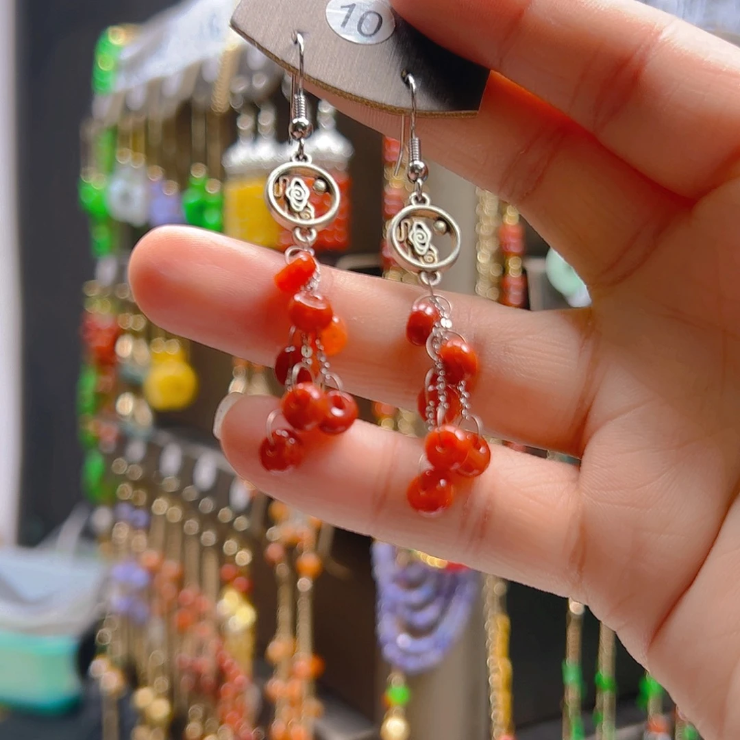 翡翠银S925镶嵌耳坠