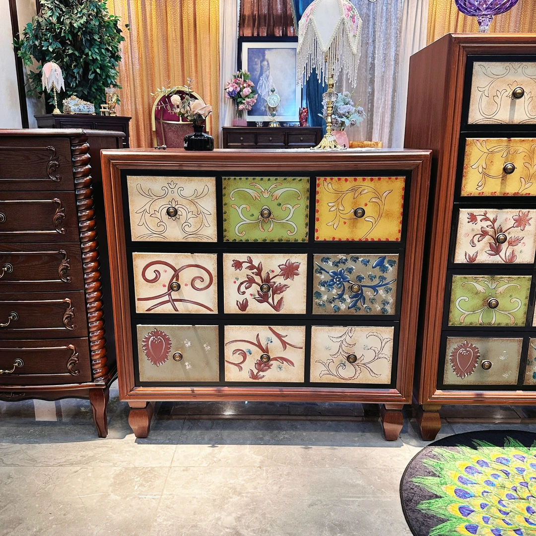 【皇家壹号】美式家具巴宝莉古典卧室古典玄关三斗五斗柜kh