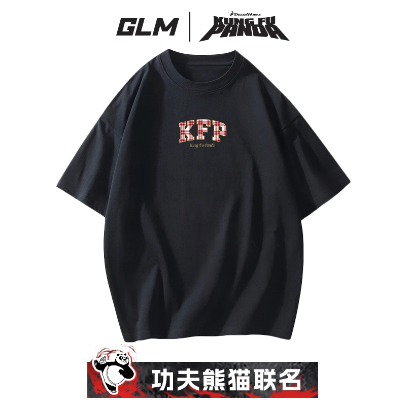 GLM【联名功夫熊猫】夏季潮流圆领男士休闲短袖T恤打底情侣百搭上衣