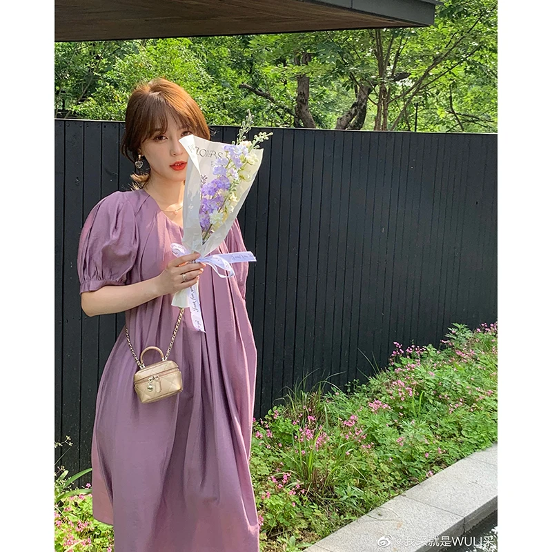 【贝尔特邂逅】圆领褶皱宽松连衣裙女夏2版可选ML222113