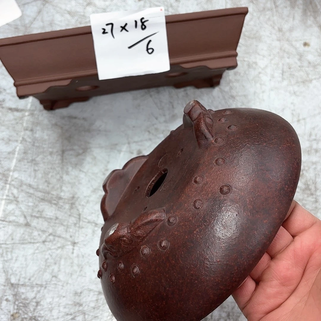 紫砂花盆紫砂的颜色很好看2个