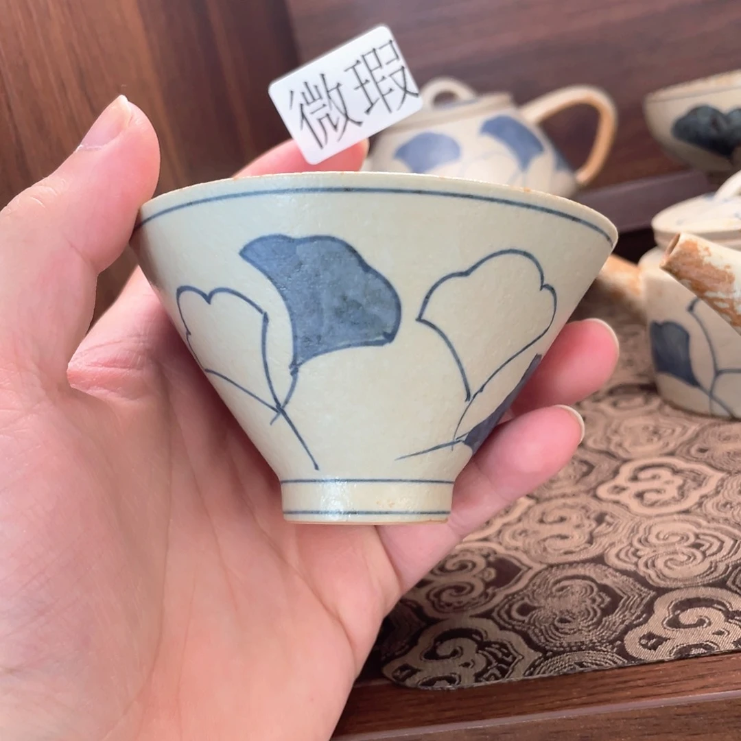 釉下手绘茶具微瑕