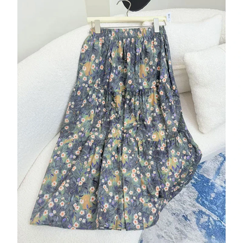 【夏央工厂店】 2025新款碎花松紧腰大摆半身裙#986011