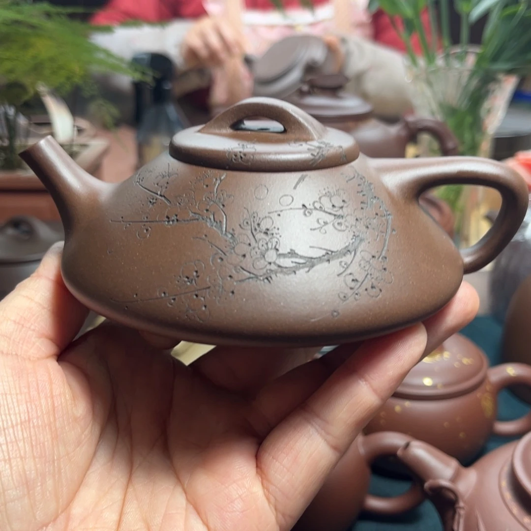 紫砂茶壶一厂陈腐老紫泥精工半手合瓢220毫升