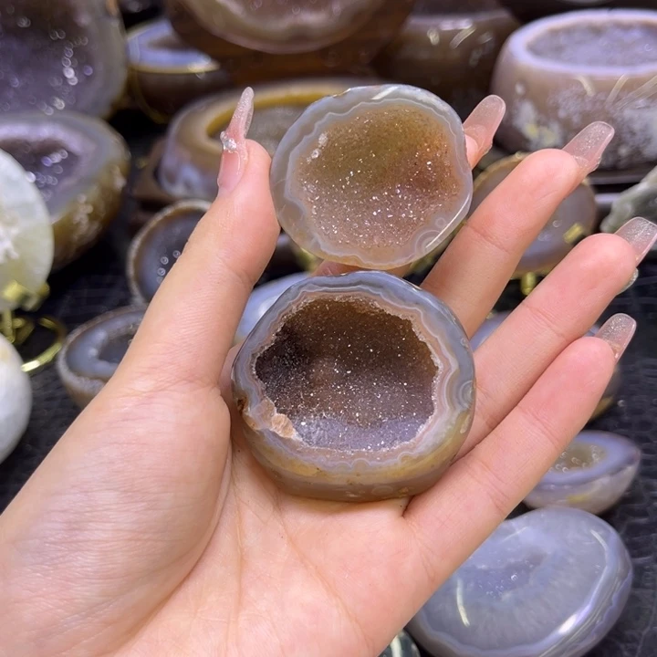 珠宝半成品水晶未镶嵌彩晶盆