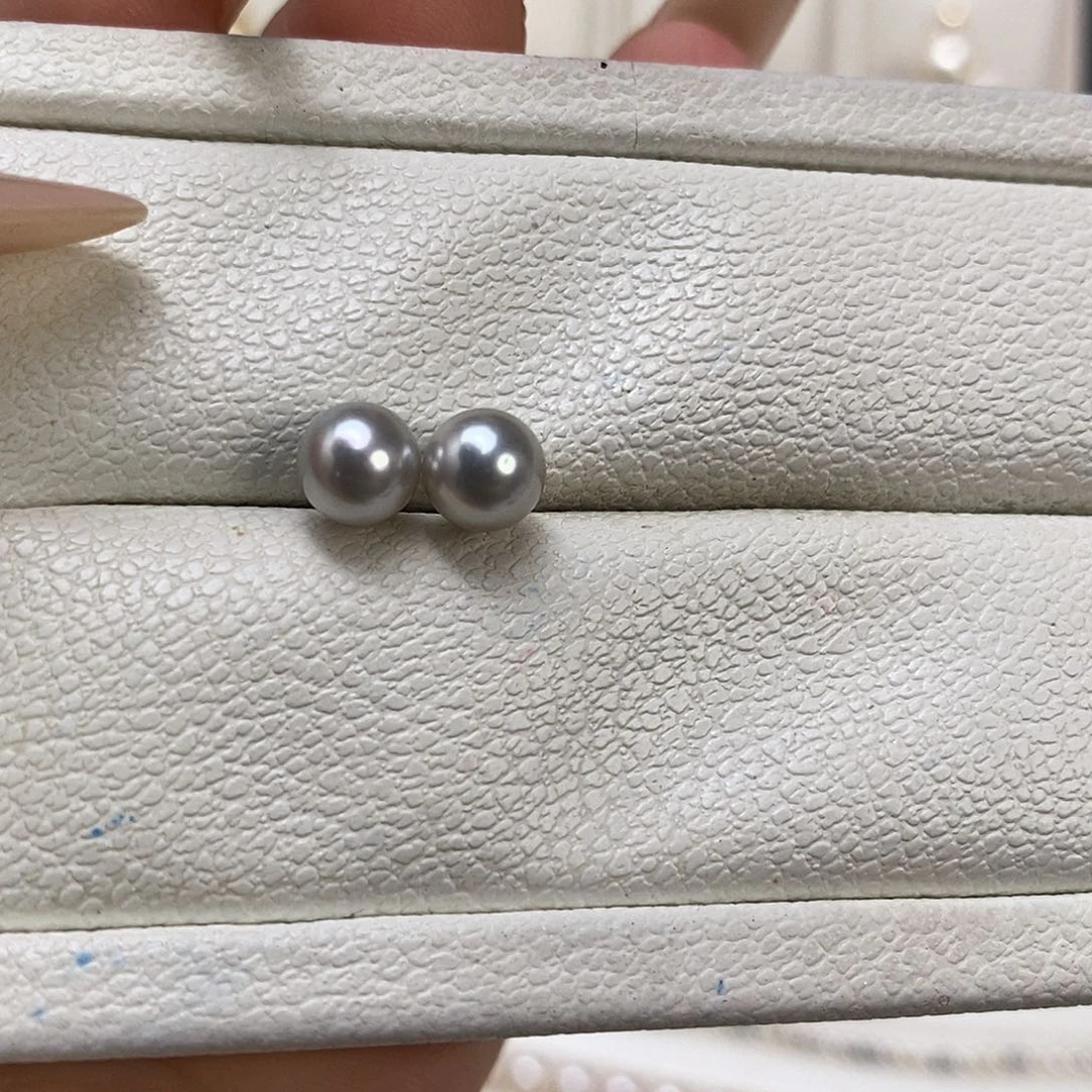 耳饰18K金镶嵌海水珍珠6-6.5