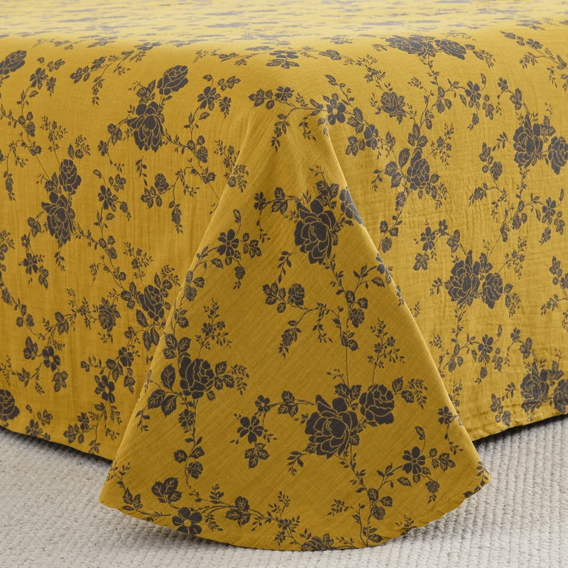 【床单】全棉色织提花超柔双层纱240x250cm床单柔软透气防滑双面