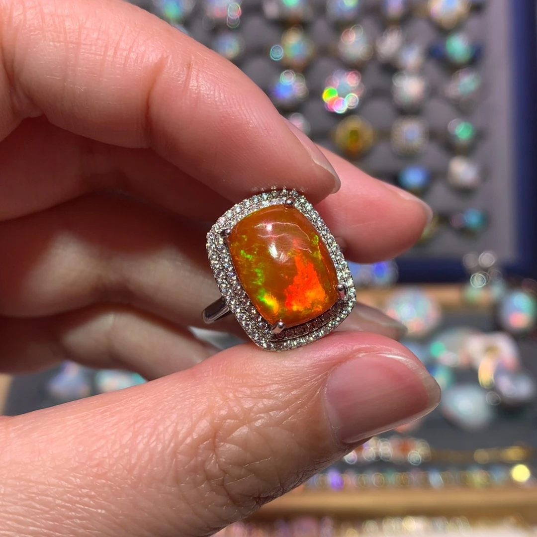 银S925镶嵌欧泊戒指款式