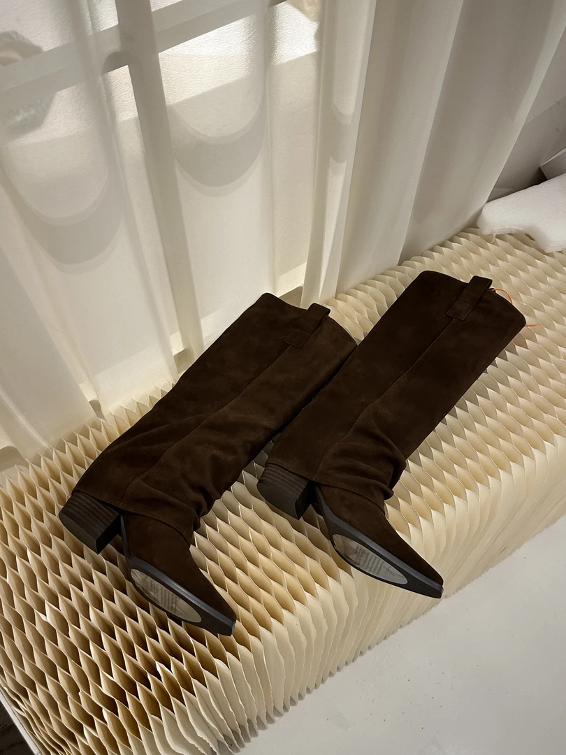 孟子义程潇同款|莞产高筒褶皱骑士靴尖头长靴长期主义跟高6CM