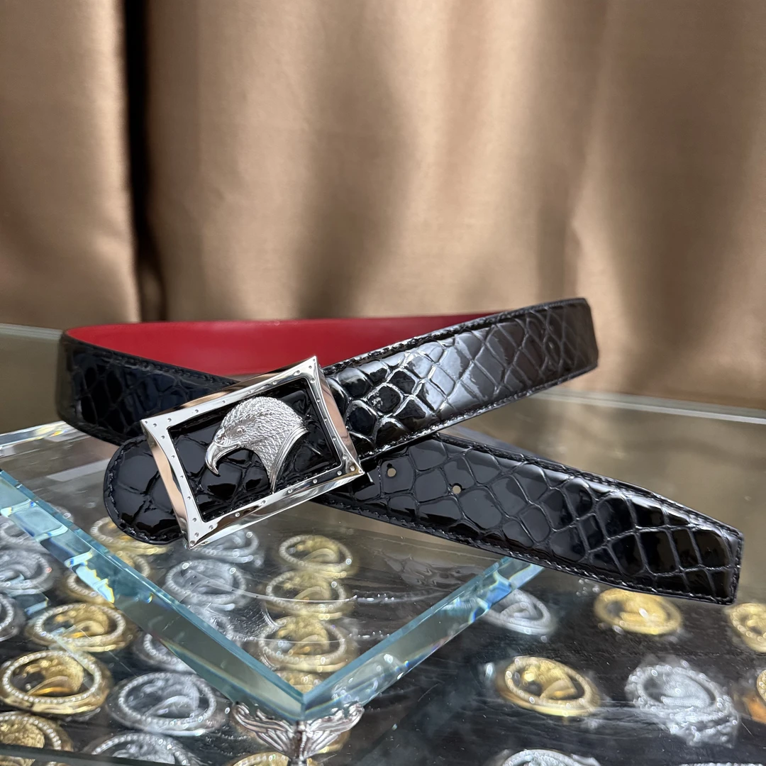 史蒂芬新款百搭男士皮带高档休闲老鹰头牛皮腰带青中老年时尚商务