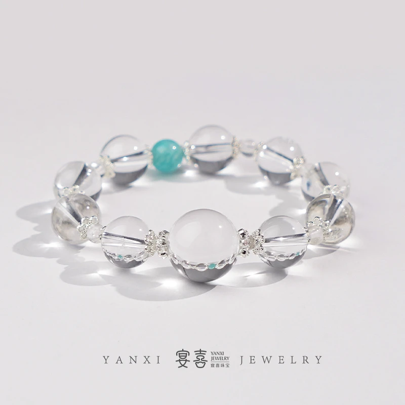 【青鸟】白水晶天河石单圈手串 多样性发其一