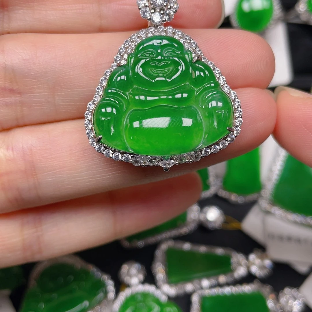 吊坠(不含链)银S925镶嵌翡翠吊坠