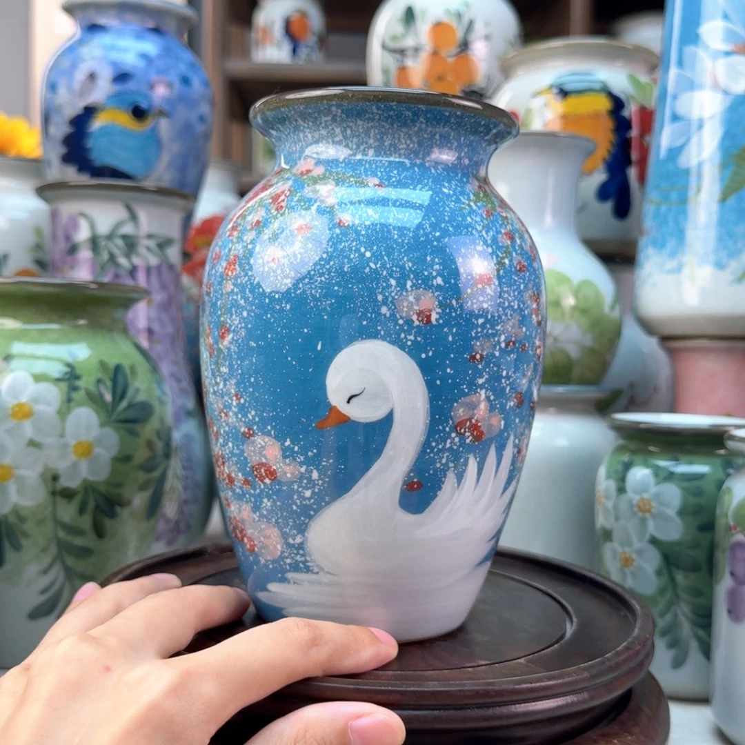 景德镇纯手绘陶瓷花瓶无孔