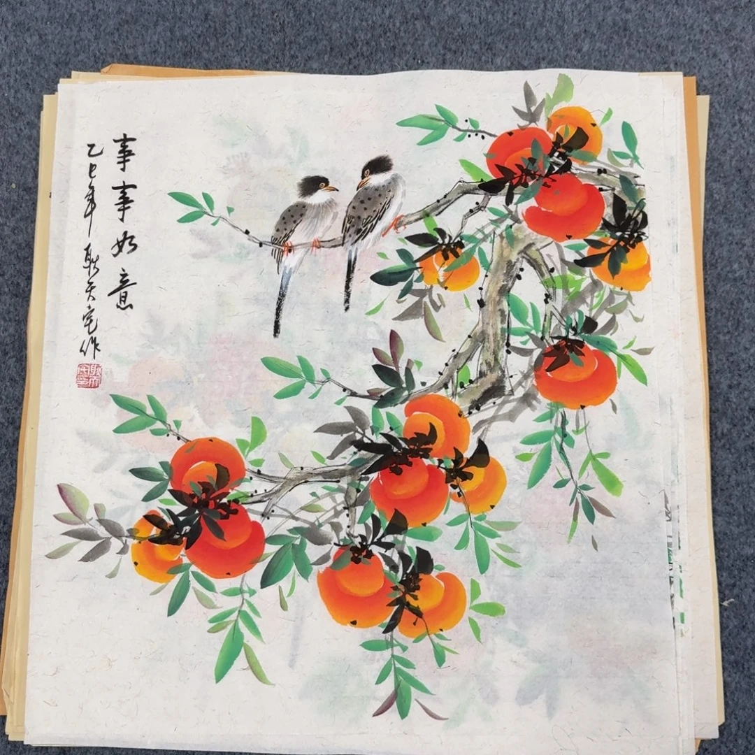 国画三尺斗方50X50纯手绘作品