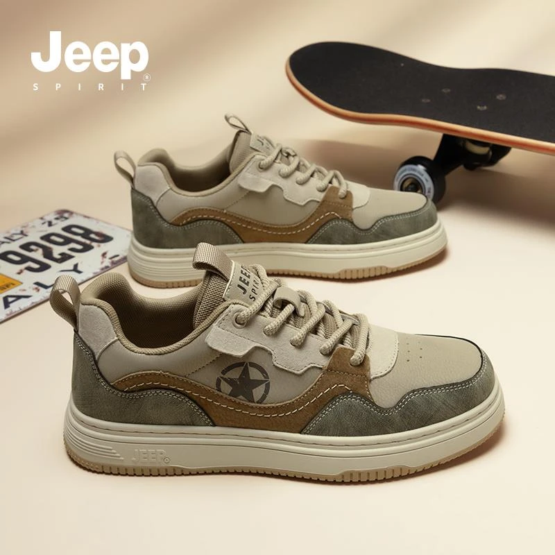 JEEPSPIRIT2025春秋休闲风星星鞋板鞋黑白百搭时尚休闲鞋耐磨低帮