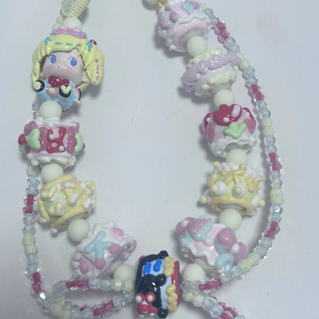 二改泡泡玛特手绘珠手机链包挂