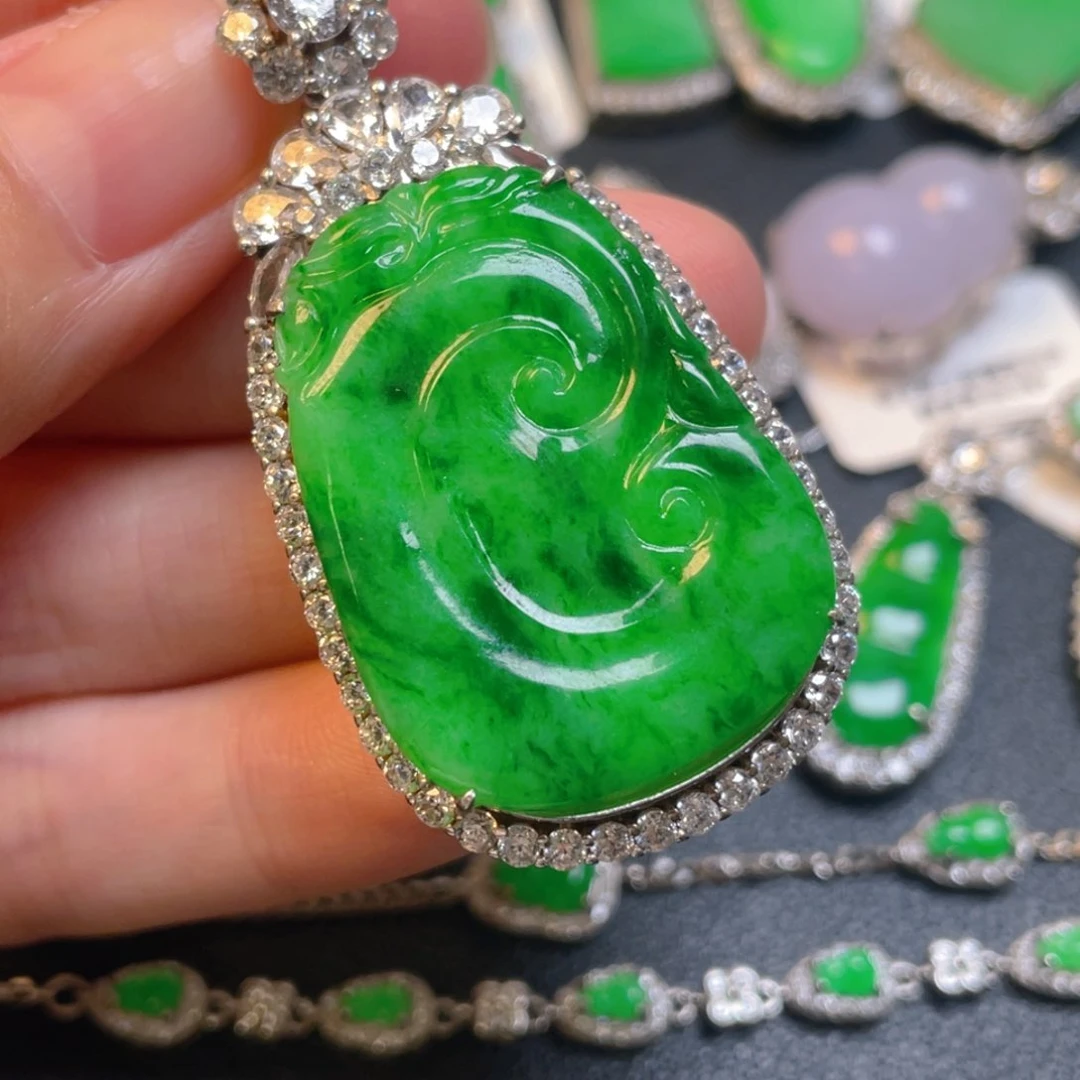 翡翠银S925镶嵌吊坠(不含链)