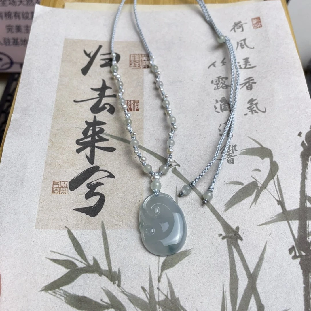 翡翠未镶嵌颈饰设计款如意项链