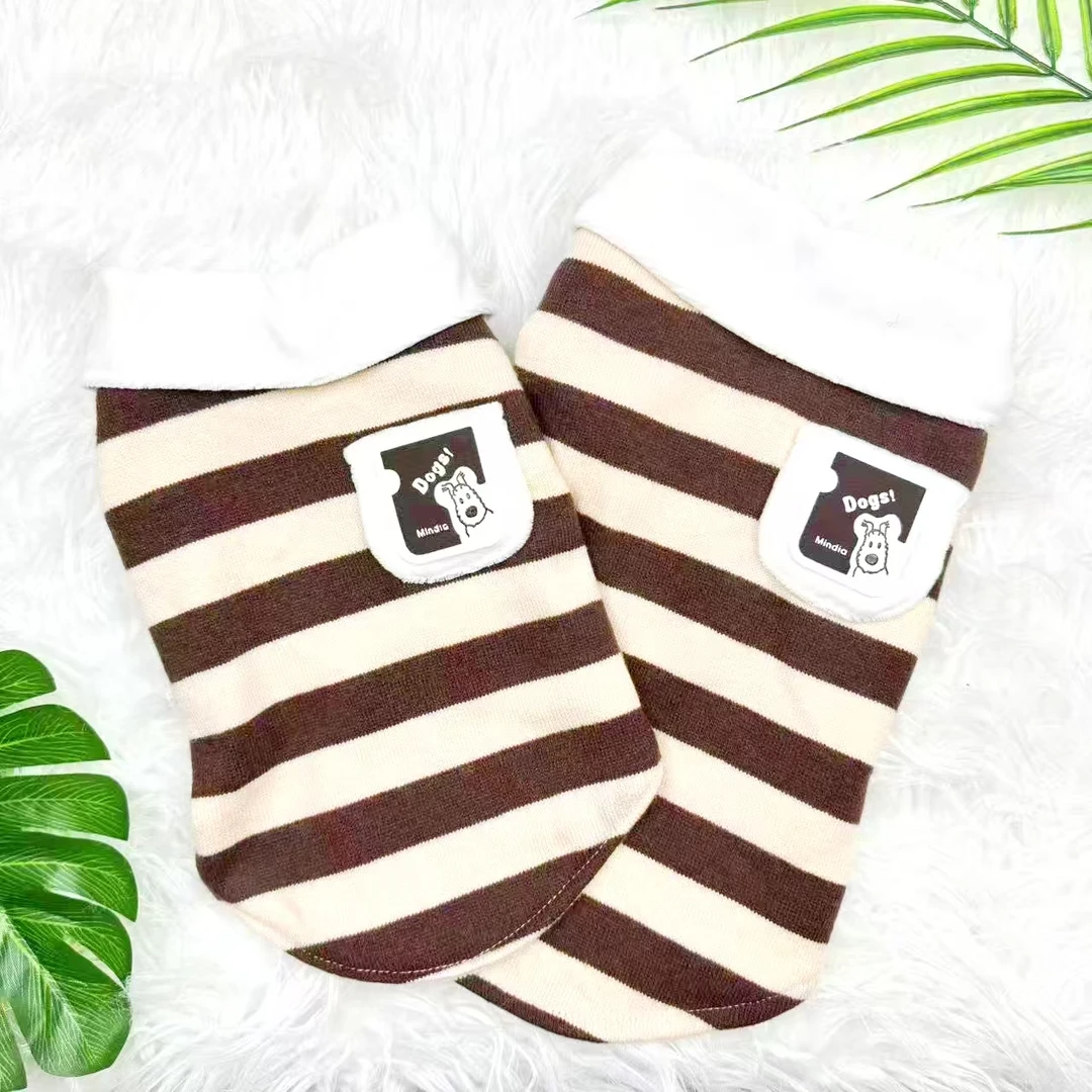 秋冬薄绒条纹简约图案猫猫狗狗通穿卫衣