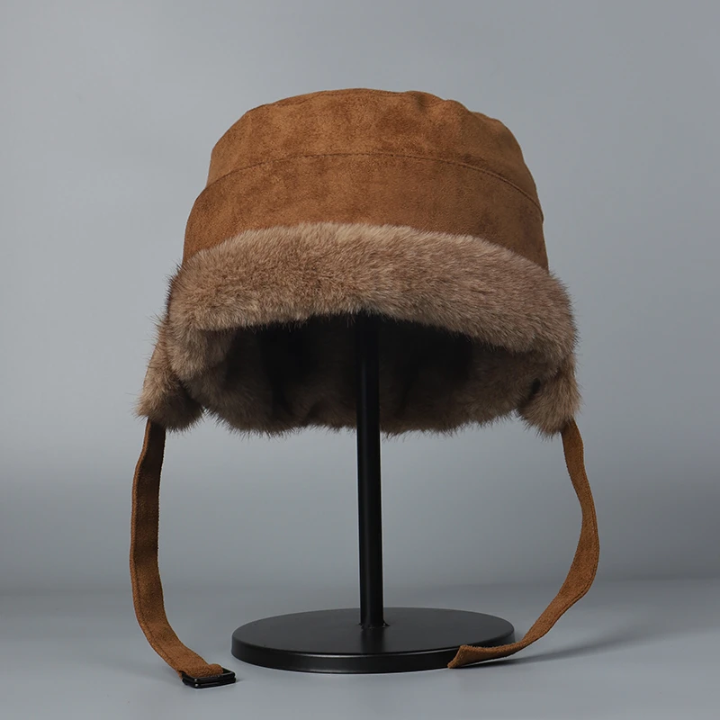 东北防寒保暖渔夫帽加厚毛绒护耳地主帽冬季简约时尚个性款帽子潮