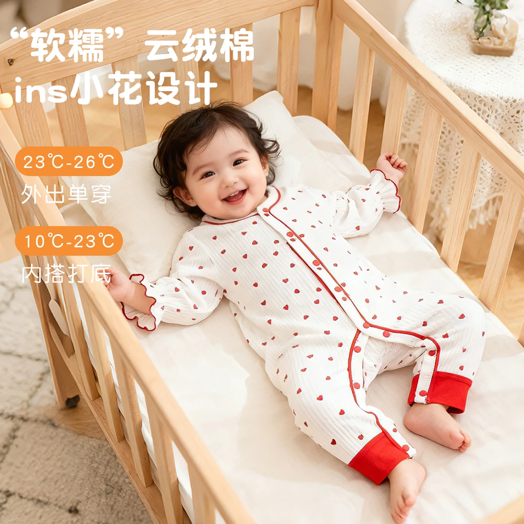 婴儿连体衣秋冬女宝哈衣纯棉洋气居家连体衣单穿内搭