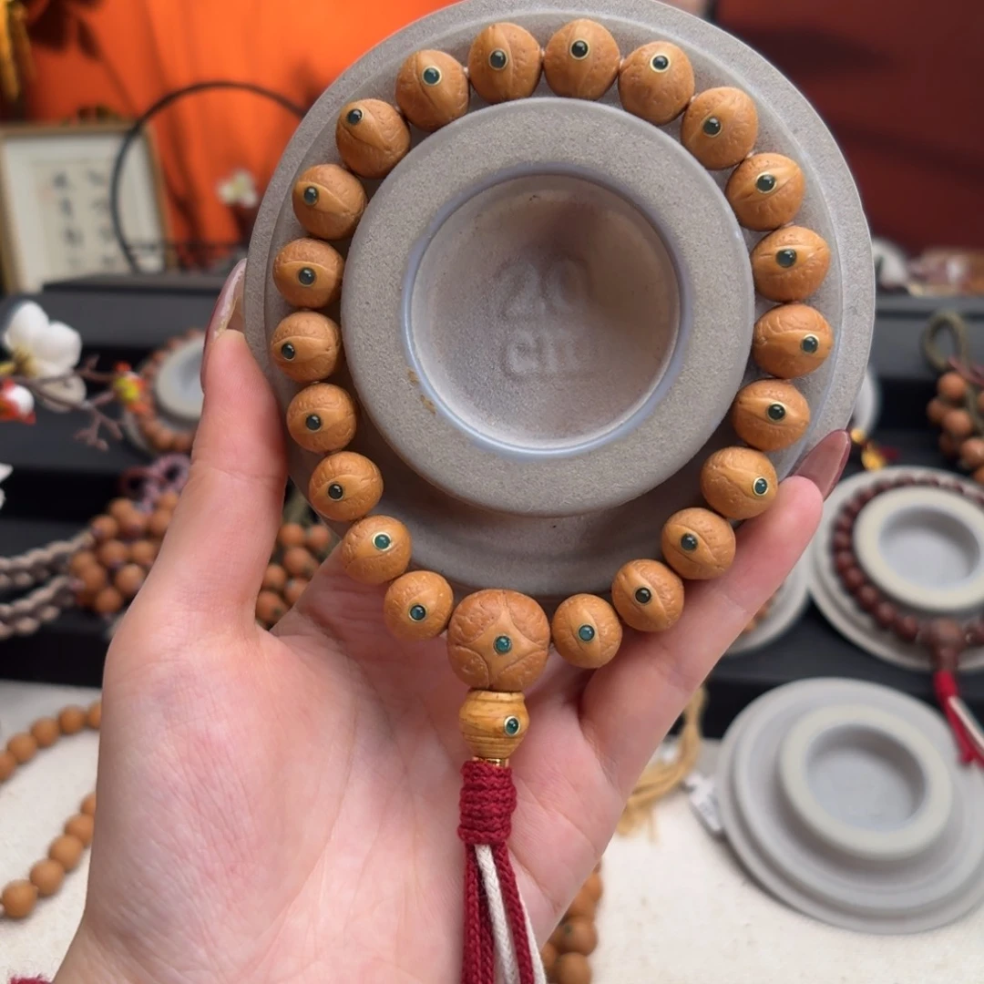 手串凤眼菩提暴***花12mm铁籽单圈绿玛n货头