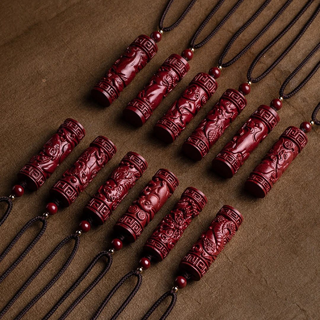 天然辰砂原矿朱砂十二生肖本命年吊坠原石手工打磨挂饰送男友礼物