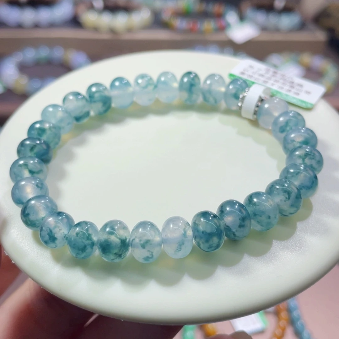 未镶嵌手链翡翠梦幻高冰山水看卡7.5-8.7