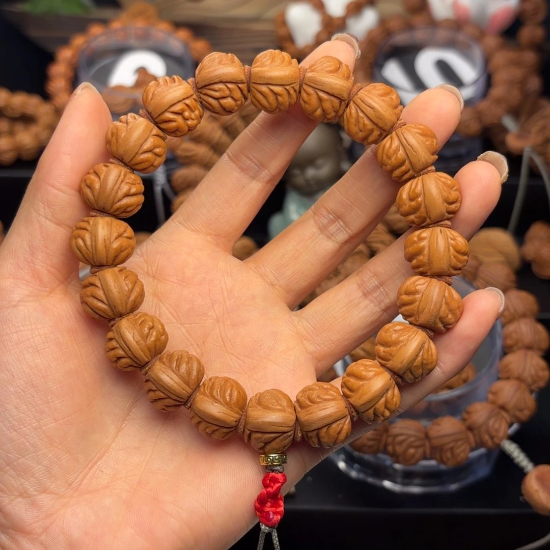 桃核吊坠野生红莲1.5加